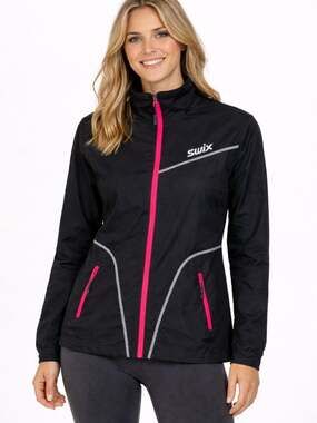 Swix Xtraining Jacket Black Pink Large Water Resistant Running Nordic Zip